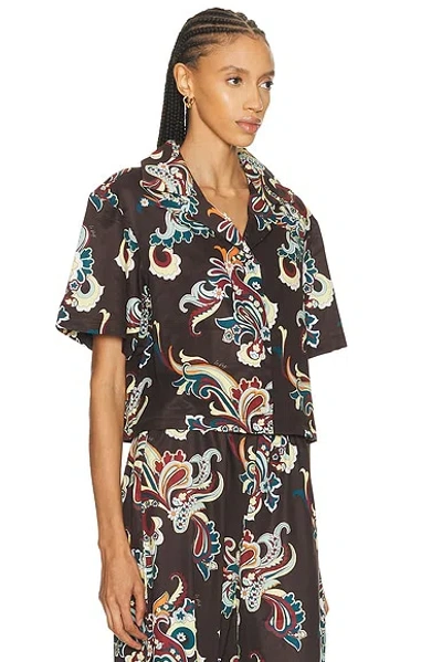 La Porte Ruby Short Sleeve Boxy Shirt In Brown