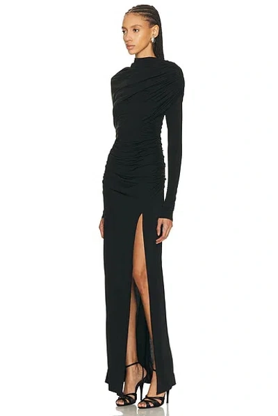 Lapointe Jersey Asymmetrical Shawl Draped Gown In Black