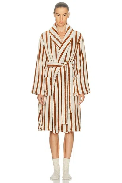 Parachute Stripe Terry Cloth Robe In Brown