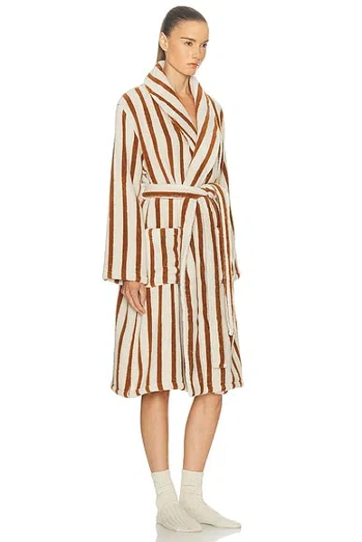 Parachute Stripe Terry Cloth Robe In Brown