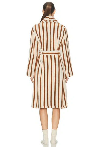 Parachute Stripe Terry Cloth Robe In Brown