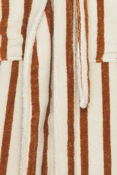 Parachute Stripe Terry Cloth Robe In Brown