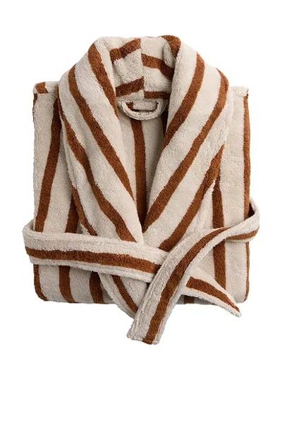 Parachute Stripe Terry Cloth Robe In Brown