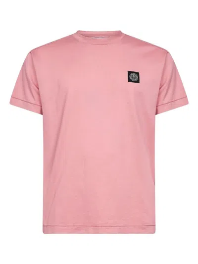 Stone Island Crew Neck T Shirt Short Sleeves In Pink