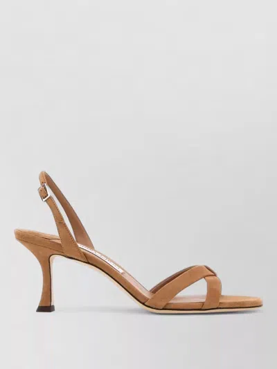 Jimmy Choo Elsy 70 Suede Slingback Open Toe Sandals In Brown
