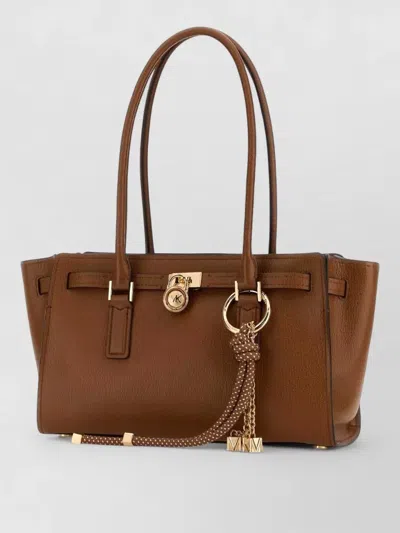 Michael Kors Hamilton Leather Shoulder Shopping Bag In Brown