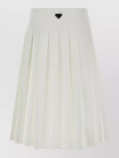 Prada White Cotton Polyester Skirt In White