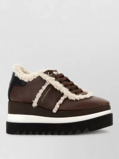 Stella Mccartney Alter Suede Sneak Elys Sneakers Shearling Platform In Brown