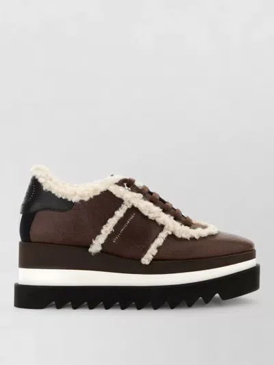 Stella Mccartney Alter Suede Sneak Elys Sneakers Shearling Platform In Brown