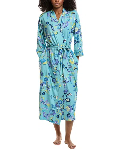 N Natori Fleur Dragon Cozy Knit Robe In Blue