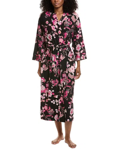 N Natori Fleur Dragon Cozy Knit Robe In Black