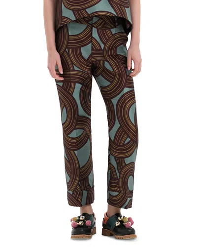 La Doublej Hendrix Cropped Jacquard Straight-leg Pants In Multi
