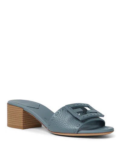 Fendi Baguette Mercury Blue Leather Medium-heel Slides