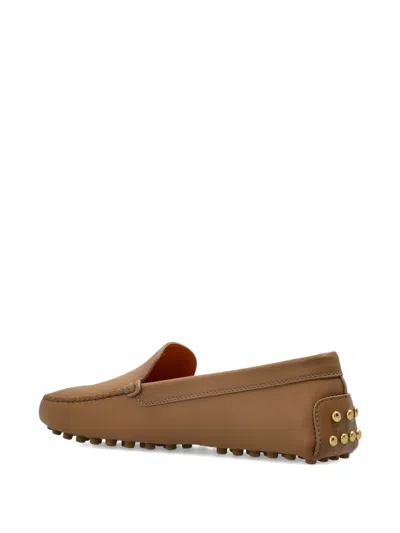 Tod's Studded Leather Loafers In Brown