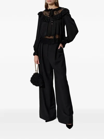 Self-portrait Lace Ruffled Blouse In Black