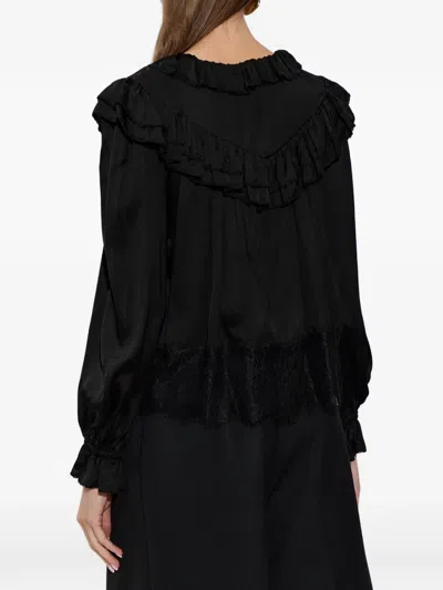 Self-portrait Lace Ruffled Blouse In Black