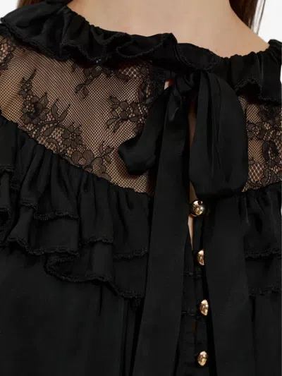 Self-portrait Lace Ruffled Blouse In Black