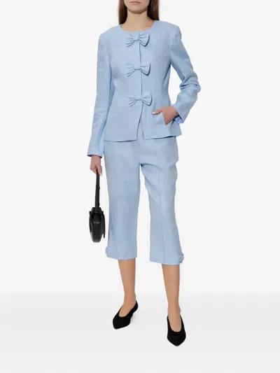 Posse Harper Linen Jacket In Blue