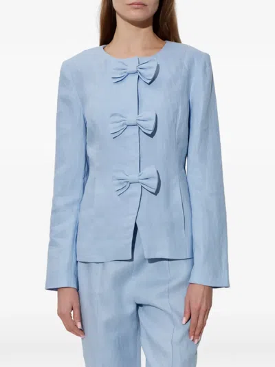 Posse Harper Linen Jacket In Blue