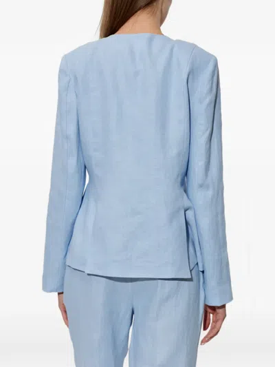 Posse Harper Linen Jacket In Blue
