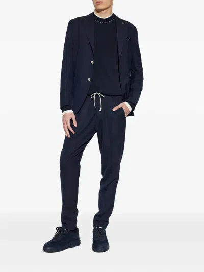 Eleventy Two-piece Set Of Long-sleeved Suit Jacket And Trousers In Blue