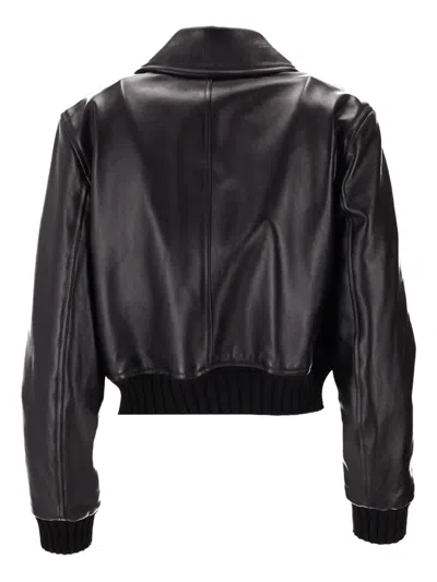 La Rose Leather Button-up Jacket In Brown