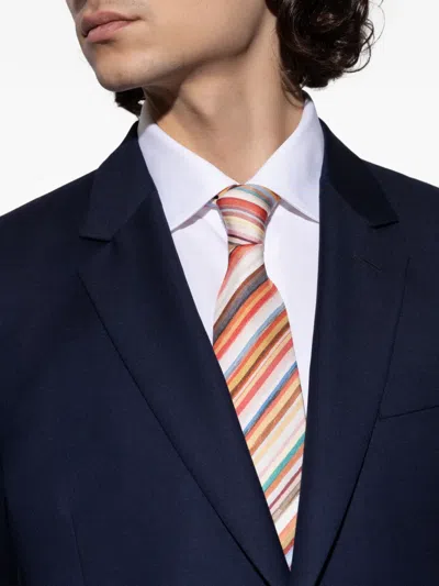 Paul Smith Striped Tie In Multi