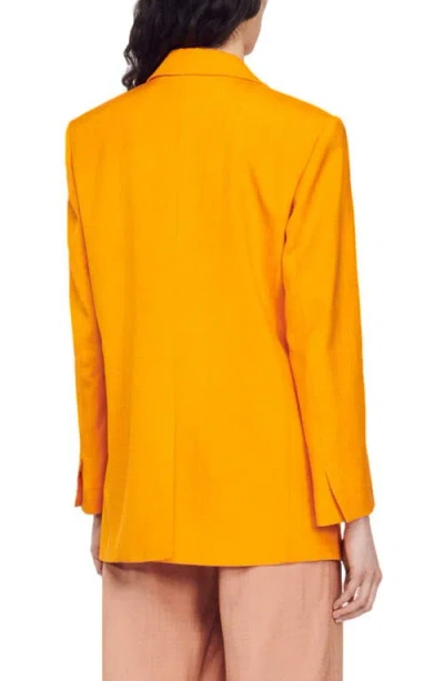 Sandro Single-breasted Button-fastening Blazer In Orange