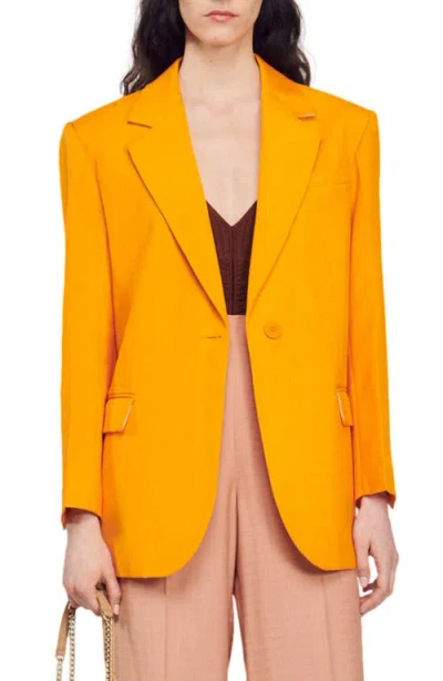 Sandro Single-breasted Button-fastening Blazer In Orange