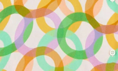 Sandro Caledonia Circle Print Short Sleeve Silk Button-up Shirt In Multi