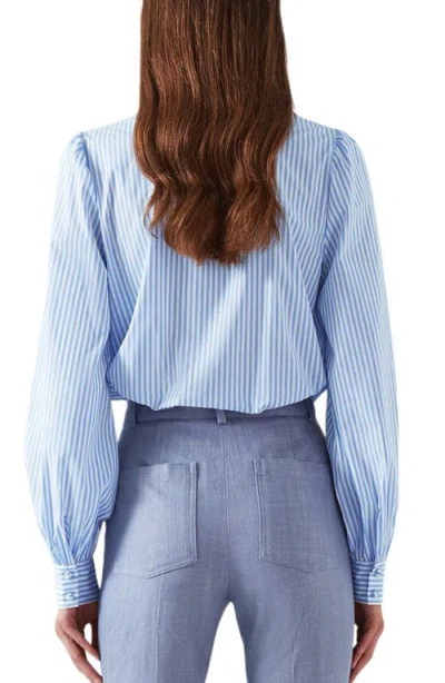 Lk Bennett Beecham Stripe Collar Long Sleeve Top In Blue