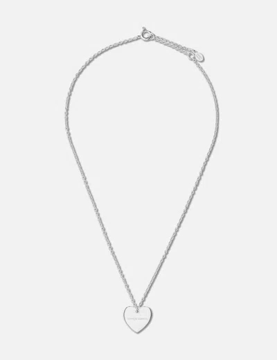 Sandy Liang Sterling Silver Heart Tag Necklace In Gray