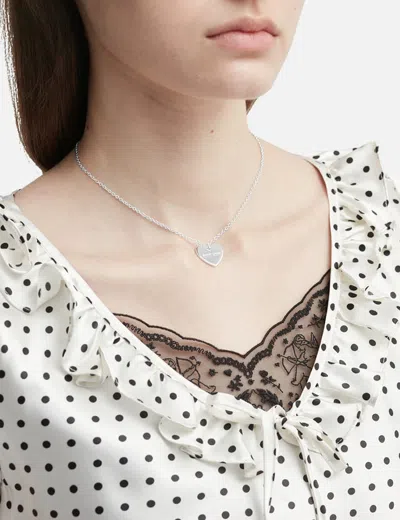 Sandy Liang Sterling Silver Heart Tag Necklace In Gray