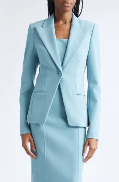 Michael Kors Sabrina Single-button Stretch Wool Blazer In Blue