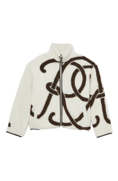 Reiss Kidd Logo Print High Pile Fleece Jacket In Neutral
