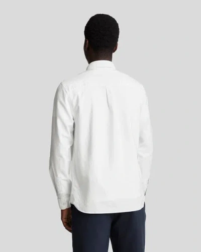 Lyle & Scott Tonal Eagle Plain Oxford Shirt In White