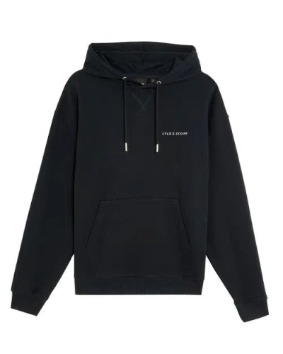 Lyle & Scott Script Brushback Pullover Hoodie In Black