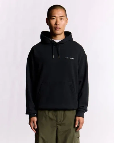 Lyle & Scott Script Brushback Pullover Hoodie In Black