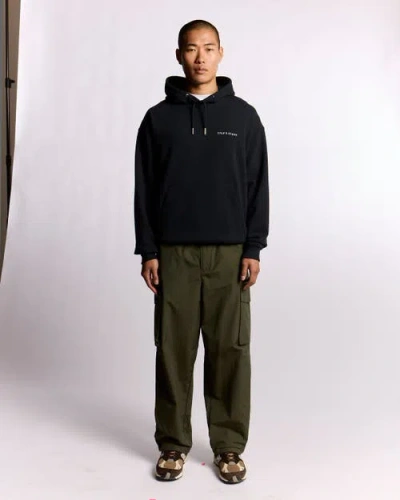 Lyle & Scott Script Brushback Pullover Hoodie In Black