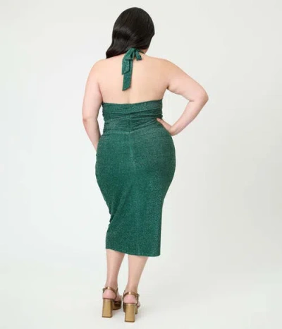 Unique Vintage Plus Size Romper & Sarong Set In Green
