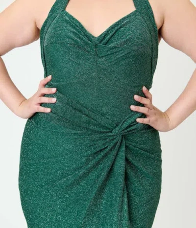 Unique Vintage Plus Size Romper & Sarong Set In Green