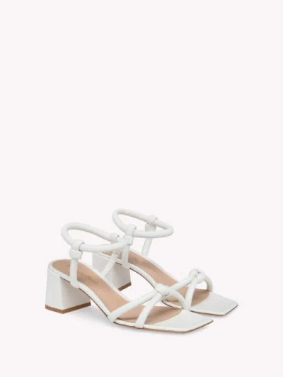 Gianvito Rossi Knotted Leather Block-heel Sandals In White