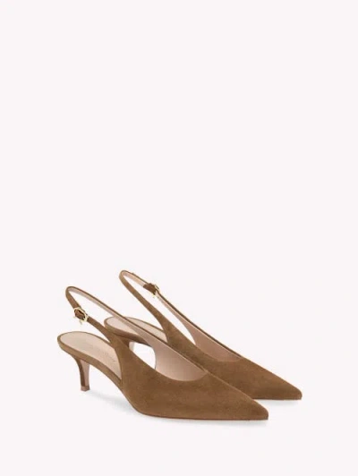 Gianvito Rossi Robbie Suede Leather Slingback In Brown