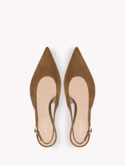 Gianvito Rossi Robbie Suede Leather Slingback In Brown