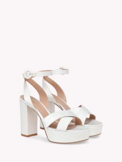 Gianvito Rossi Sabrina Satin Crisscross Ankle-strap Platform Sandals In White