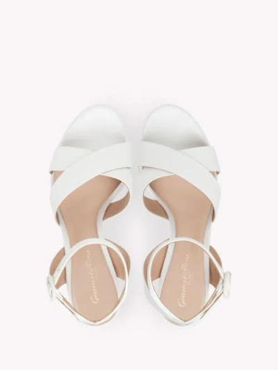Gianvito Rossi Sabrina Satin Crisscross Ankle-strap Platform Sandals In White