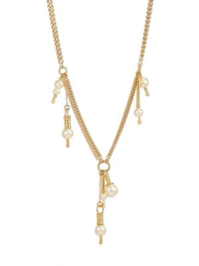 Shop Chloé Kay Faux-pearl Chain Necklace In Na