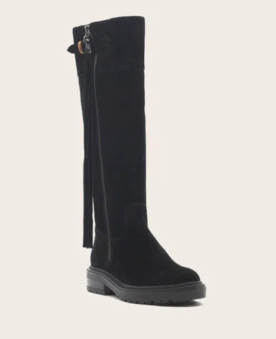Gentle Souls - Wheron Suede Tassel Pull Side Zip Lug Boot In Black