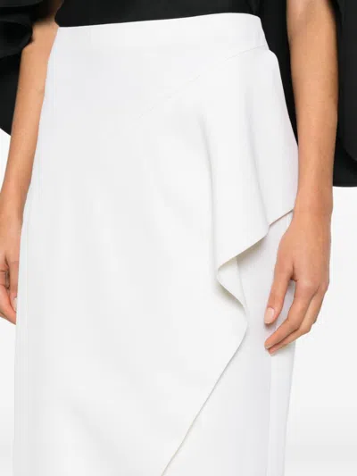 Khaite Jaia Ruffled Split Midi Skirt In White