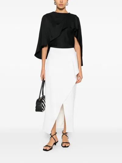 Khaite Jaia Ruffled Split Midi Skirt In White